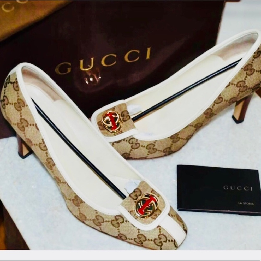 SOLD - AUTHENTIC GUCCI GG MONOGRAM HEELS